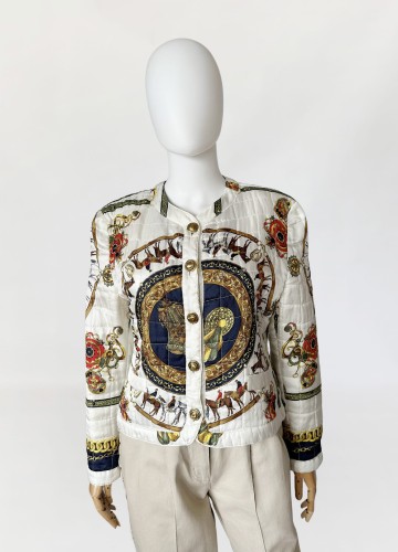 Pikowana jedwabna kurtka vintage