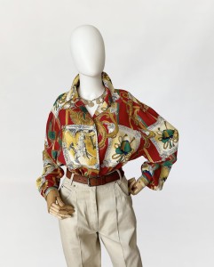 Włoska koszula vintage jeździeckie wzory