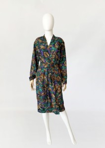 Jedwabna sukienka we wzory vintage 90's