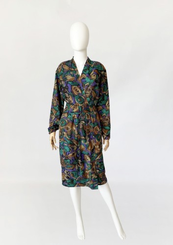 Jedwabna sukienka we wzory vintage 90's