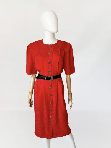 Jedwabna sukienka w dyskretne wzory vintage 80's