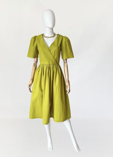 Lisa Says Gah limonkowa lniana sukienka