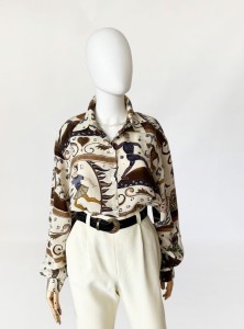 Jedwabna koszula vintage cyrkowe motywy