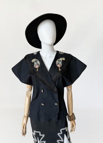 Zdobiona koszula vintage z frędzlami 80's