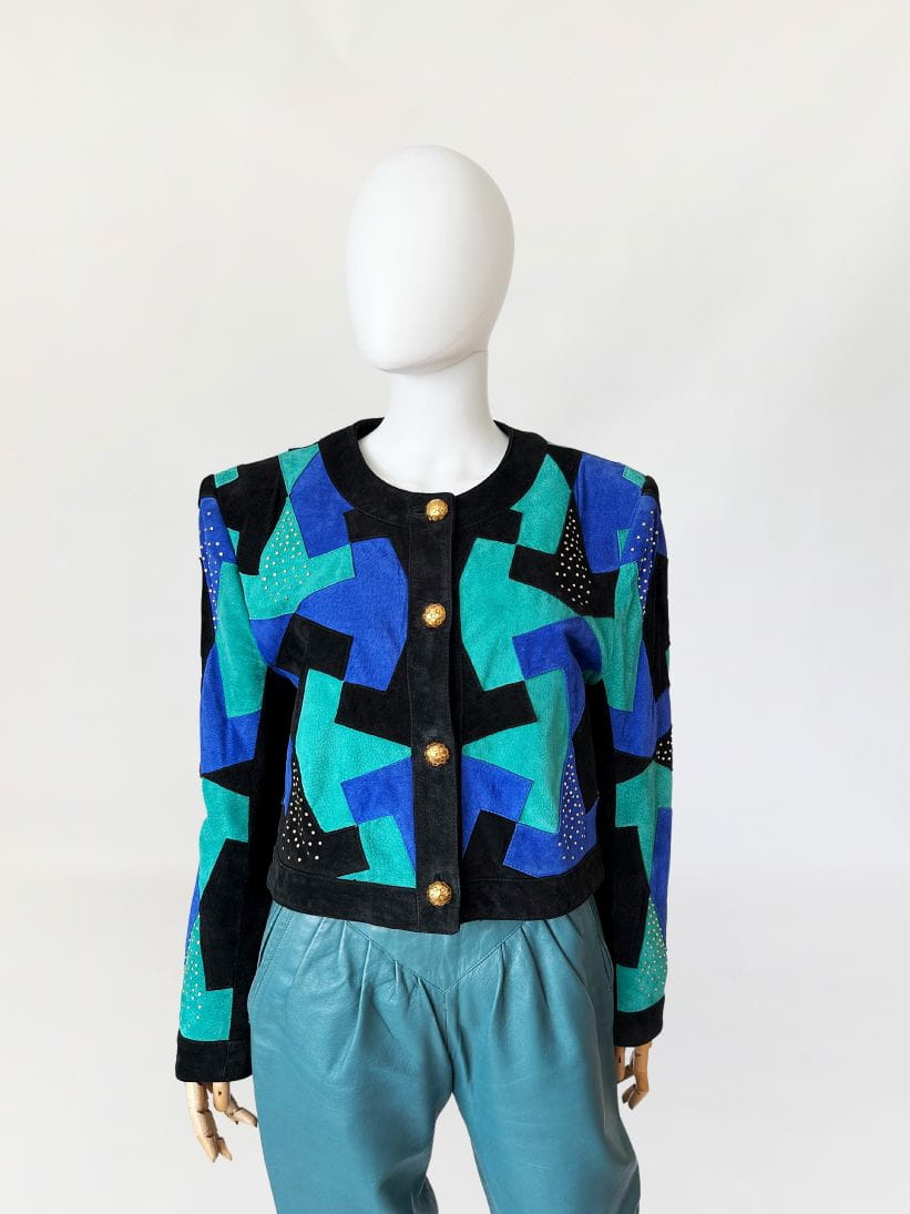 Dino'z zamszowa kurtka vintage patchwork