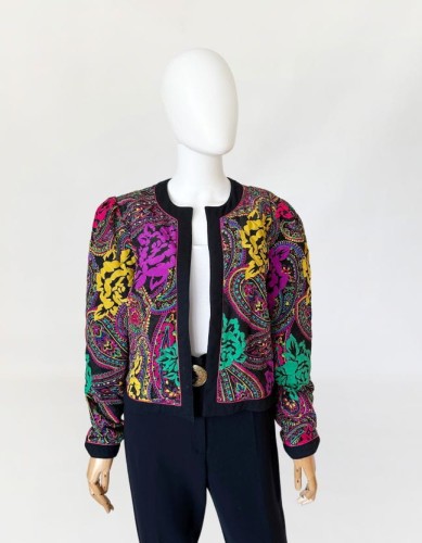 Pikowana kurtka żakiet vintage fullprint 80's