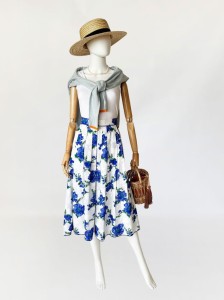 Helene Straßer rozkloszowana spódnica w kwiaty vintage