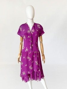 Roccobarocco jedwabna sukienka vintage floral