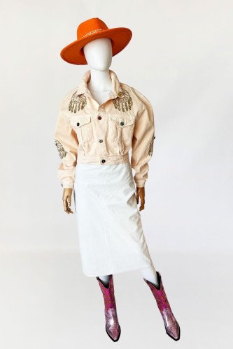 Lily Farouche denimowa kurtka vintage festiwalowa