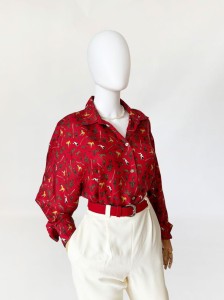 Jedwabna koszula vintage we wzory