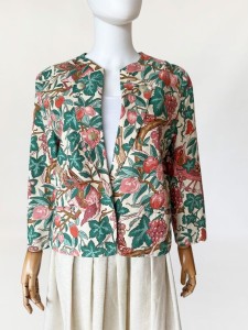 Francuski żakiet vintage owocowe wzory