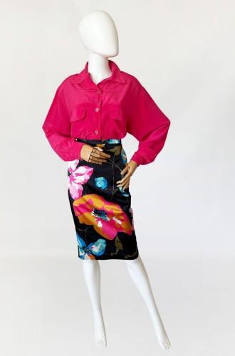 Jedwabna koszula vintage magenta