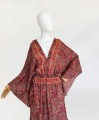 Kimonowa jedwabna sukienka maxi etno czerwień