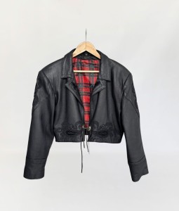 Skórzana kurtka vintage western wyszywana