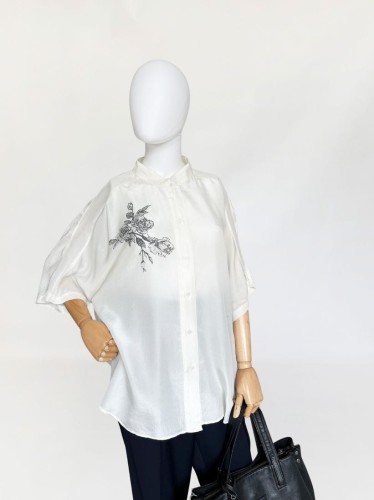 Koszulowa jedwabna bluzka oversize