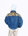 Jeansowa kurtka vintage 80's gobelinowe wstawki