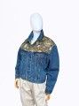 Jeansowa kurtka vintage 80's gobelinowe wstawki