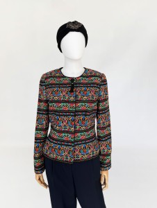 Pikowana jedwabna kurtka vintage we wzory