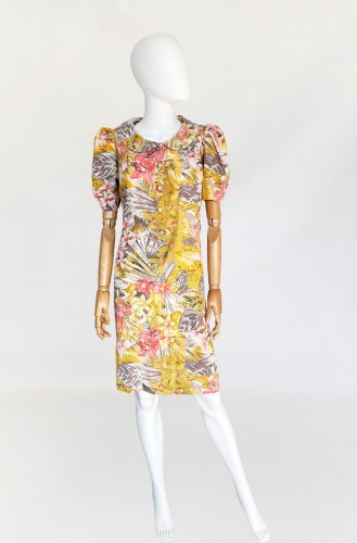 Wzorzysta sukienka midi vintage 60's