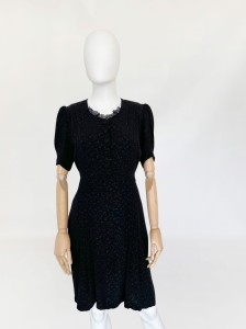 Czarna sukienka w dyskretne wzory vintage 40's