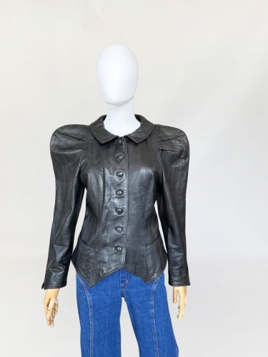 Skórzana kurtka vintage 80's power shoulders