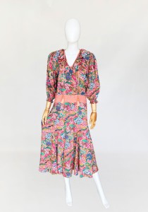 Diane Freis jedwabna maxi sukienka vtg 80's