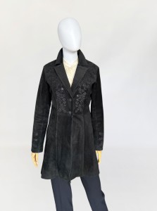 Scully haftowany skórzany płaszcz 