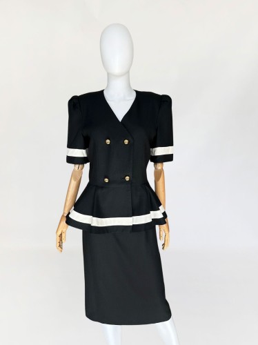 Długa sukienka z baskinką old money 90's