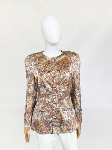 Jedwabna kurtka vintage power shoulders