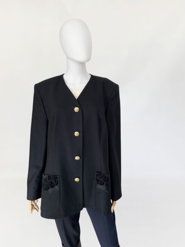 Roccobarocco wełniana marynarka vintage złote guziki