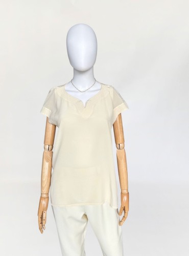 Minimalistyczna włoska bluzka z jedwabiu