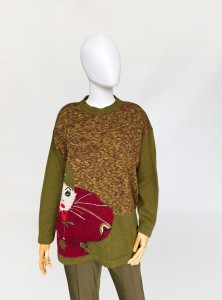 Sweter vintage z wyszywanym wzorem
