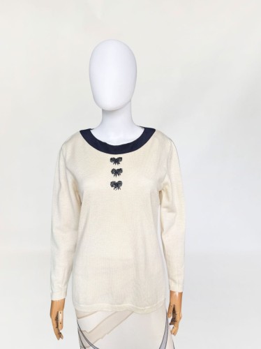 Włoski sweter vintage z wełny merynosów