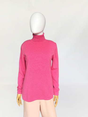 Sweter z golfem róż 100% kaszmir