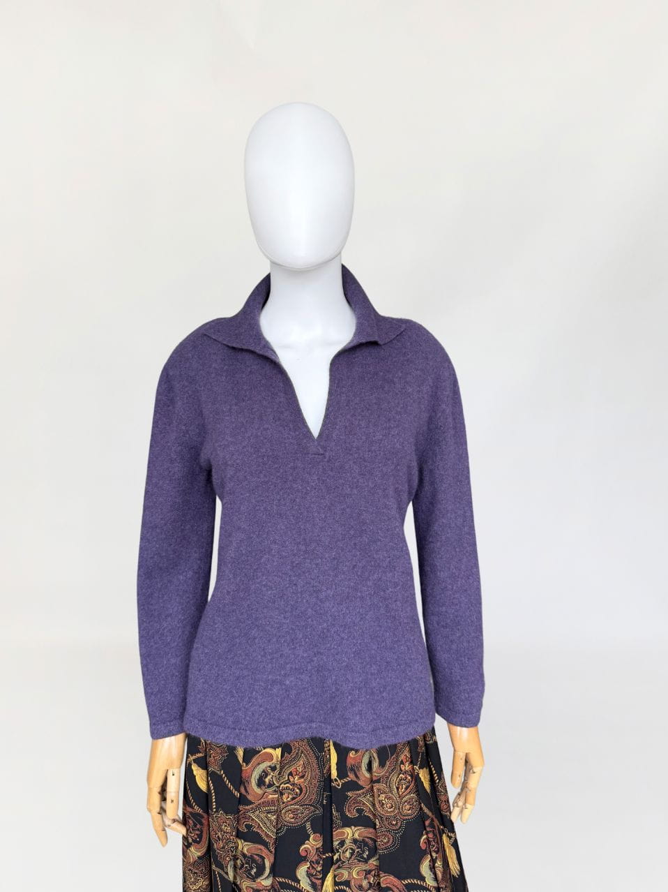 Włoski sweter fiolet 100% kaszmir