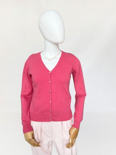 Rozpinany różowy sweter 100% kaszmir