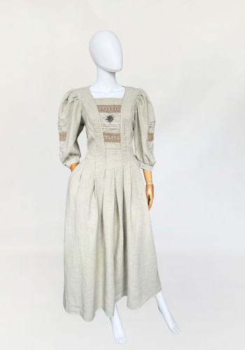 Austriacka maxi sukienka vintage len