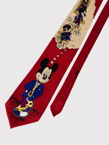 Jedwabny krawat vintage Mickey Mouse