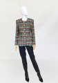 Elegance długa tweedowa marynarka dekoracyjne guziki