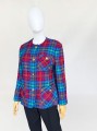 Wełniana tweedowa marynarka vintage w kolorową kratę