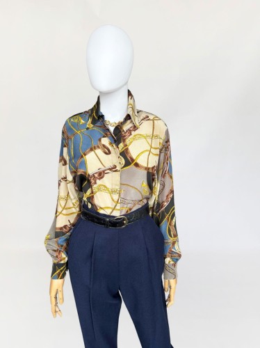 Laurel jedwabna koszula w muzyczne wzory