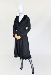 Victor Costa rozkloszowana czarna sukienka vintage 80's/90's