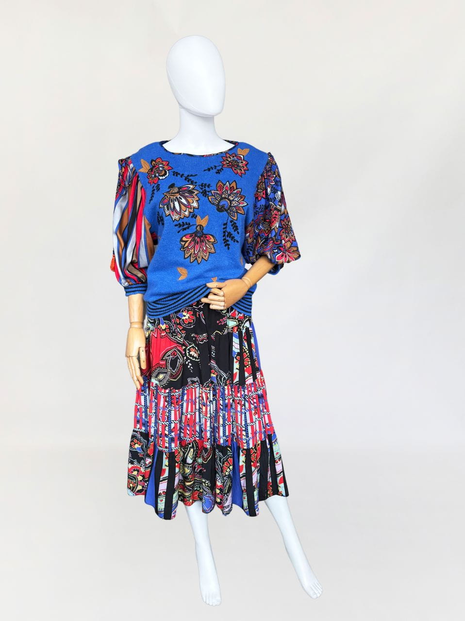 Diane Freis jedwabna multikolorowa spódnica vintage 80's
