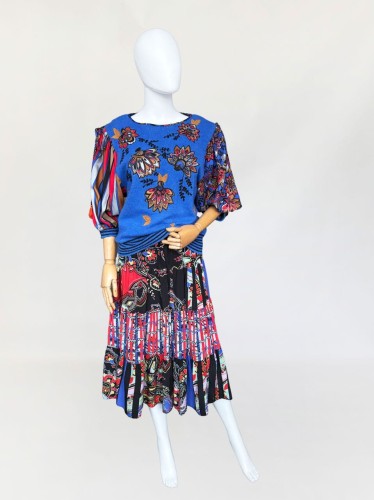 Diane Freis jedwabna multikolorowa spódnica vintage 80's