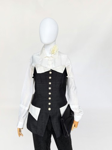 Wieczorowa bluzka z jedwabnego szantungu vintage 90's