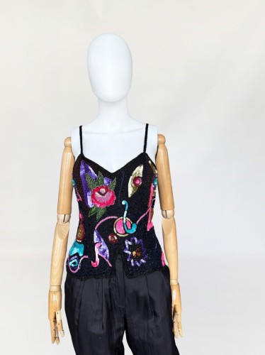 Jedwabny biżuteryjny top vintage 90's