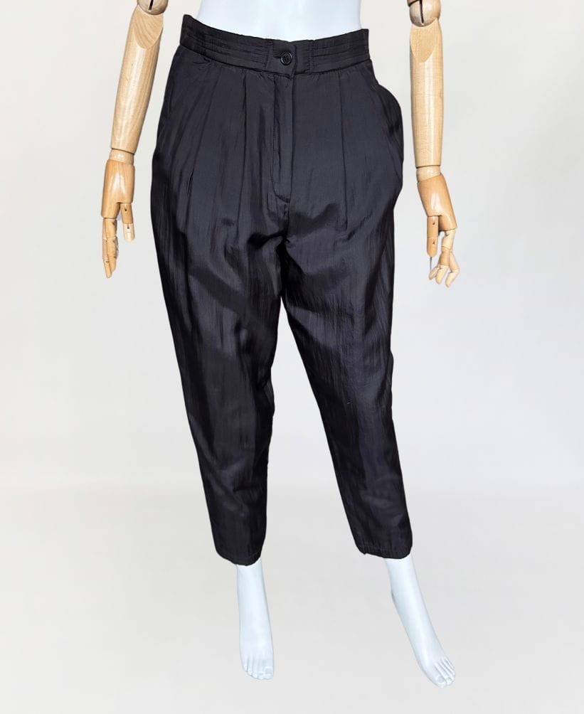 Jedwabne eleganckie czarne spodnie vintage