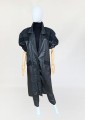 Skórzany płaszcz vintage 80's dekoracyjne wstawki