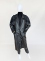 Skórzany płaszcz vintage 80's dekoracyjne wstawki