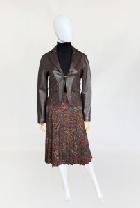 Plisowana wełniana spódnica vintage we wzory